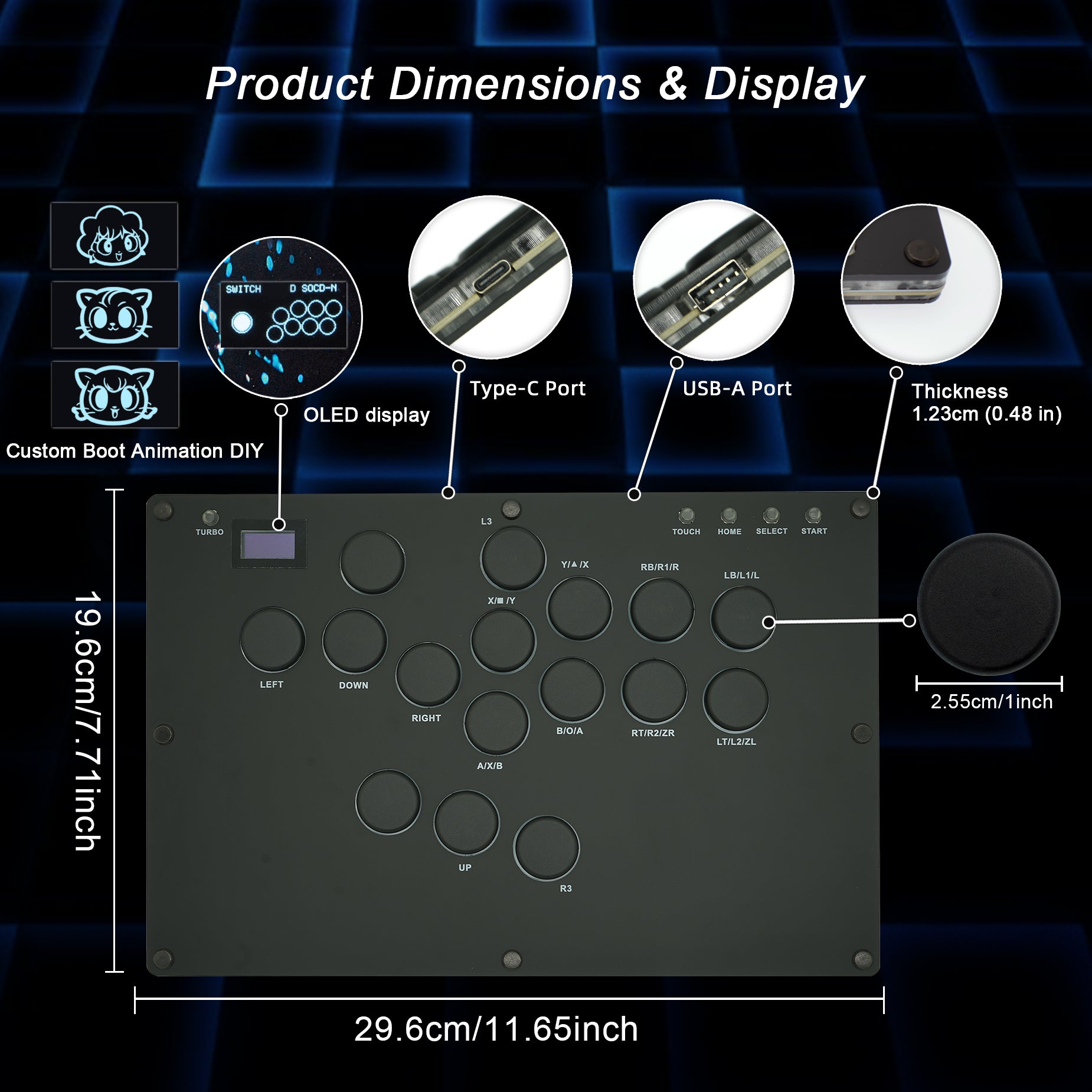 Zeetain MS1 ​​Leverless Controller - Matte Black Panel Anti-Sweat Fighting Game Arcade Stick - 16-Key All-Button, Low-Profile Switches, RGB Turbo - PC/PS4/PS3/Switch/Steam